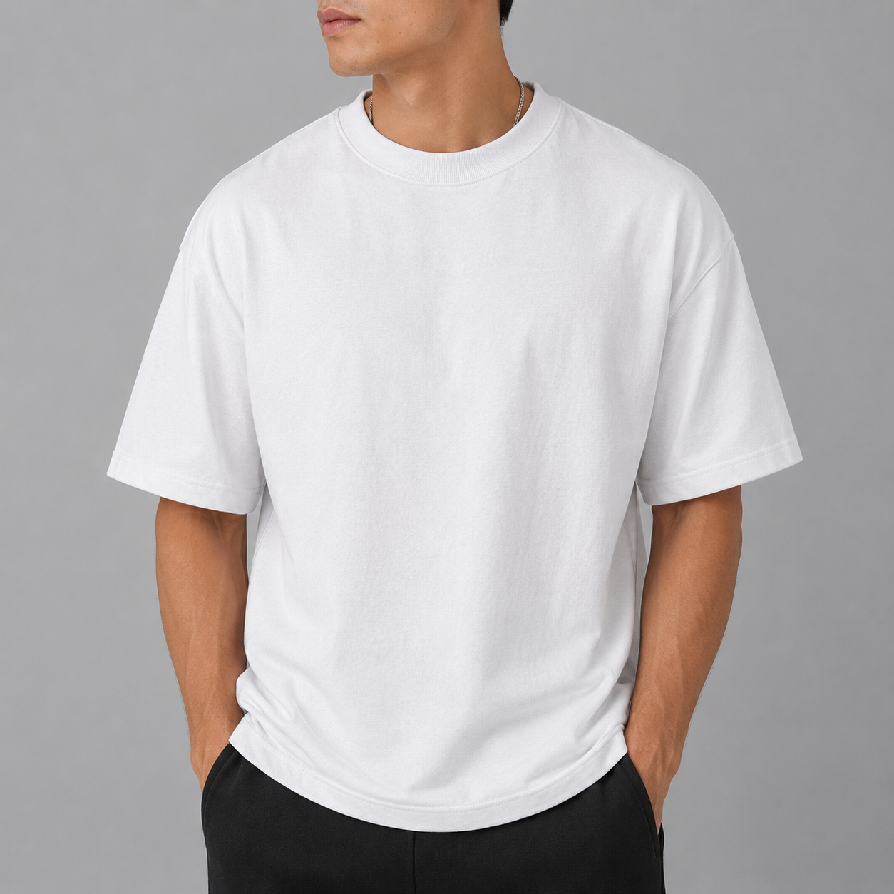 Men’s Essential Round Neck T-Shirt – Classic White - Image 2