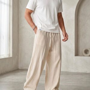 Men’s Premium Relaxed Fit Linen Blend Trouser – Off White