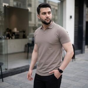 Men’s Premium V Neck Shirt – Sand Beige