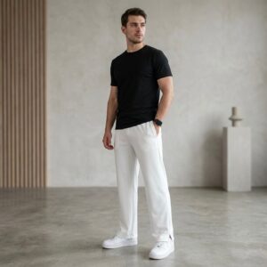 Men's Premium Plain White Lycra Trousers – Imported Fabric