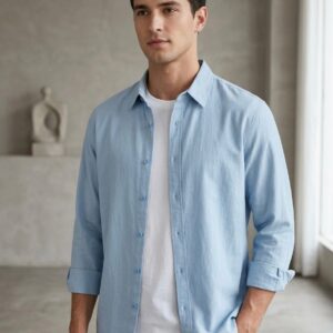 Men's Premium Sky Blue Linen Casual Shirt – Imported Fabric