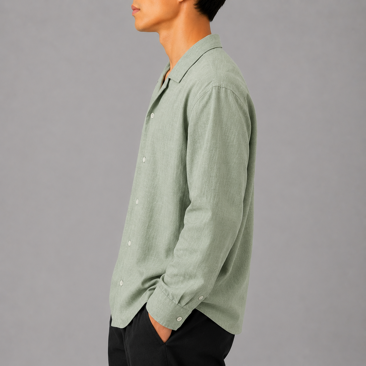 Men's Premium Linen Blend Casual Shirt – Sage Green | Lightweight Long Sleeve Summer Shirt - Image 4
