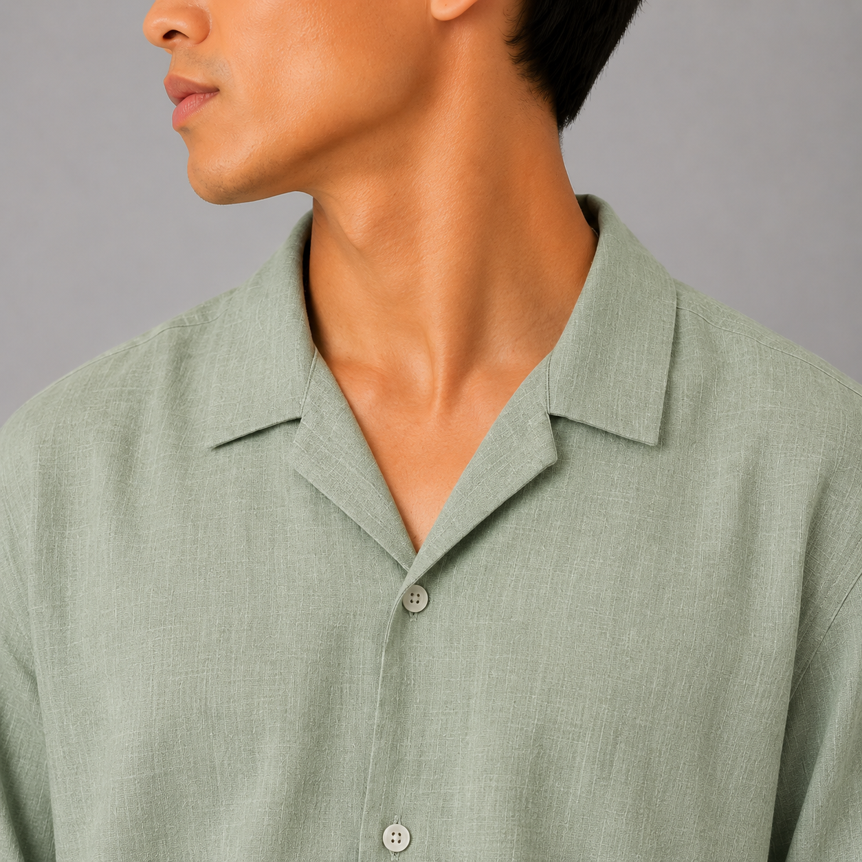 Men's Premium Linen Blend Casual Shirt – Sage Green | Lightweight Long Sleeve Summer Shirt - Image 5