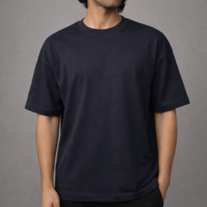 Men's Navy Blue Drop Shoulder Oversized T-Shirt | Premium Cotton | Casual Streetwear Tee