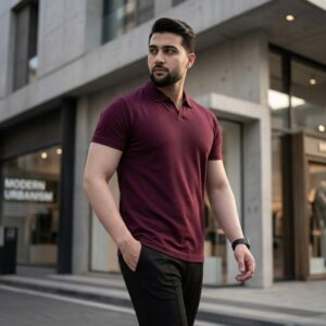 Men's Premium Pique Cotton V-Neck Polo Shirt – Imported Fabric