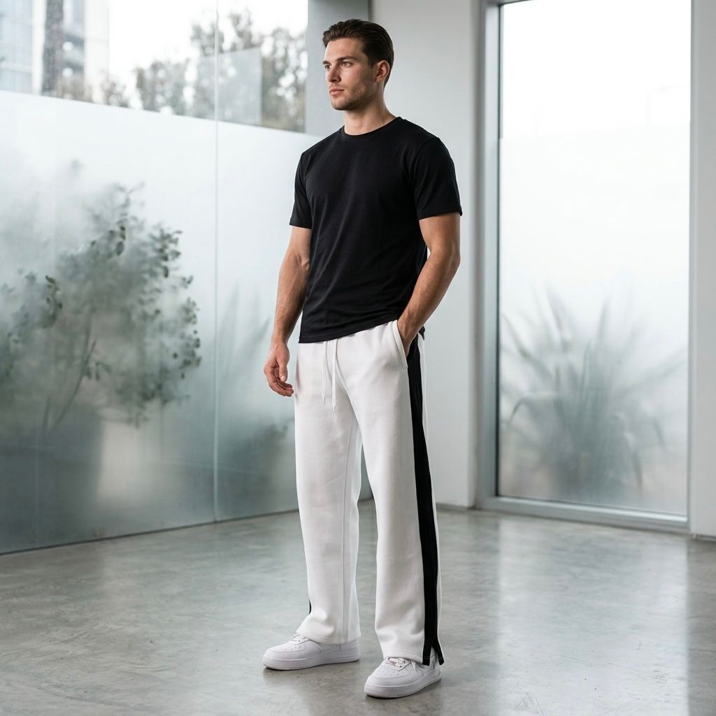 Men's Premium White Lycra Track Trousers with Side Stripe – Imported Fabric
