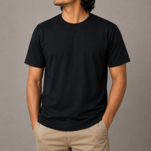 Men's Premium Regular Fit Crew Neck T-Shirt – Black | Soft Cotton Casual Half Sleeve Tee