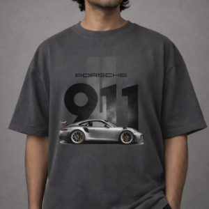 Porsche 911 Graphic Oversized Drop Shoulder T-Shirt – Premium Cotton Streetwear Tee for Men