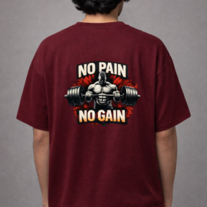 No Pain No Gain Oversized Drop Shoulder T-Shirt | Premium Gym Graphic Tee