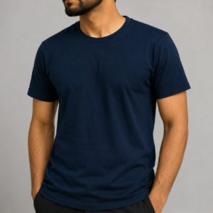 Men's Premium Regular Fit Navy Blue Crew Neck T-Shirt | Soft Cotton Casual Tee