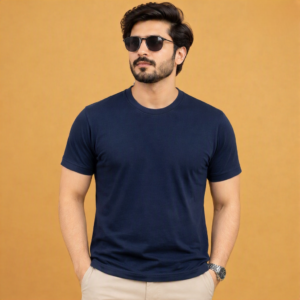Men's Premium Regular Fit Navy Blue Crew Neck T-Shirt | Soft Cotton Casual Tee