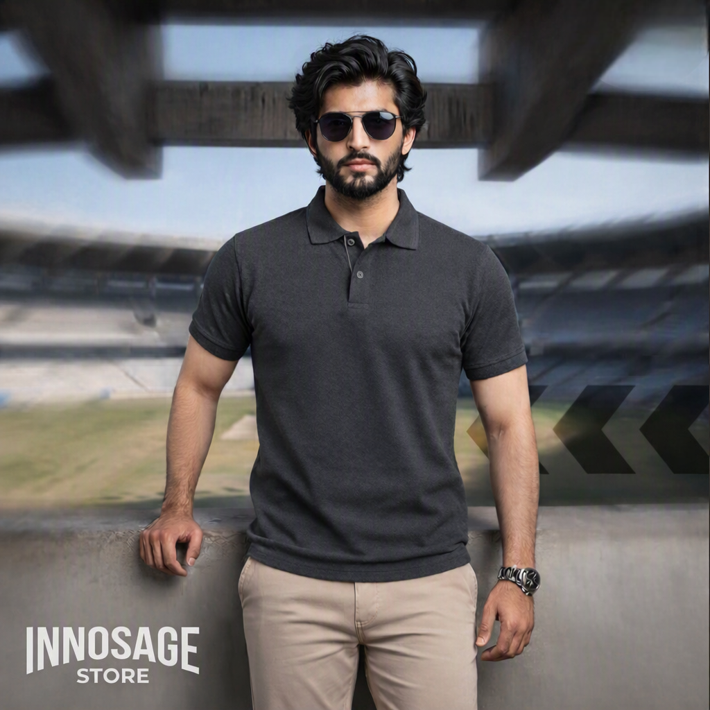 Premium Grey Polo T-Shirt for Men | Polyester Cotton (PC) | Regular Fit Half Sleeve Polo Shirt