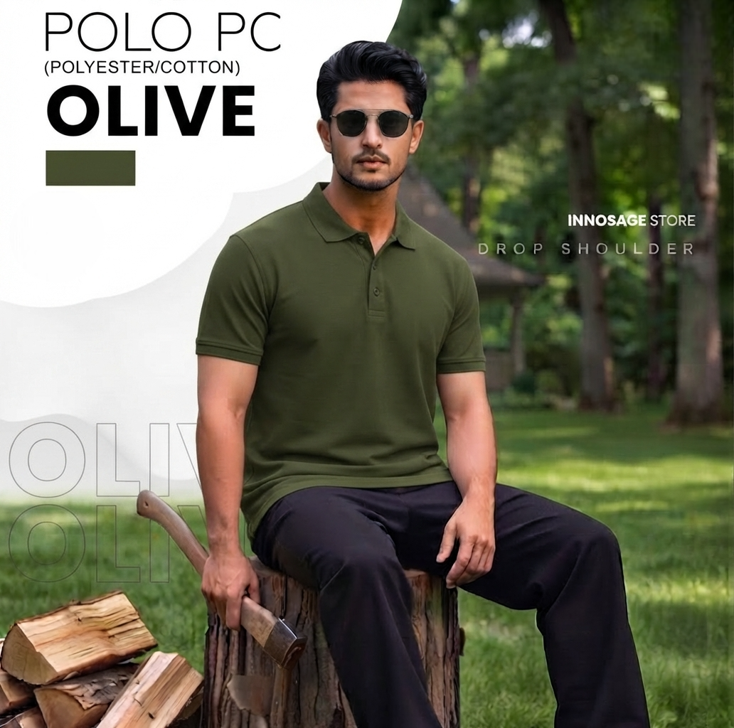 Premium Olive Green Polo T-Shirt for Men | Polyester Cotton PC | Regular Fit